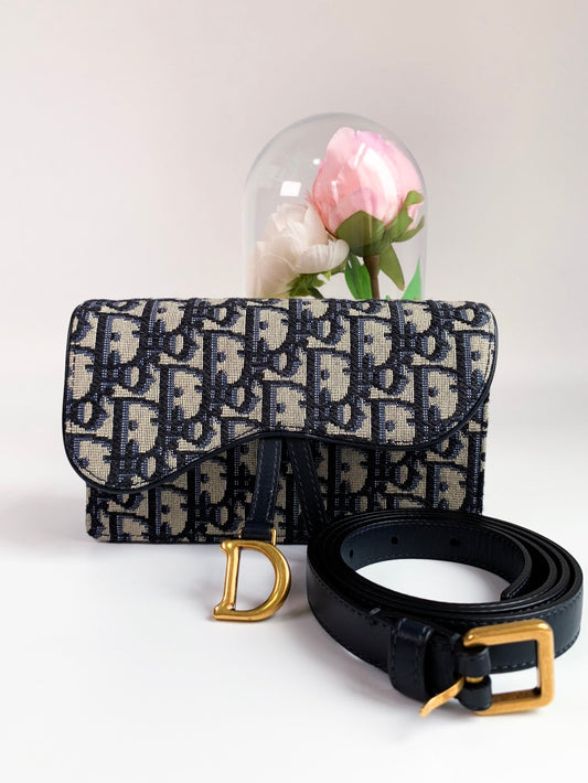 Dior Oblique Saddle Navy Belt Bag