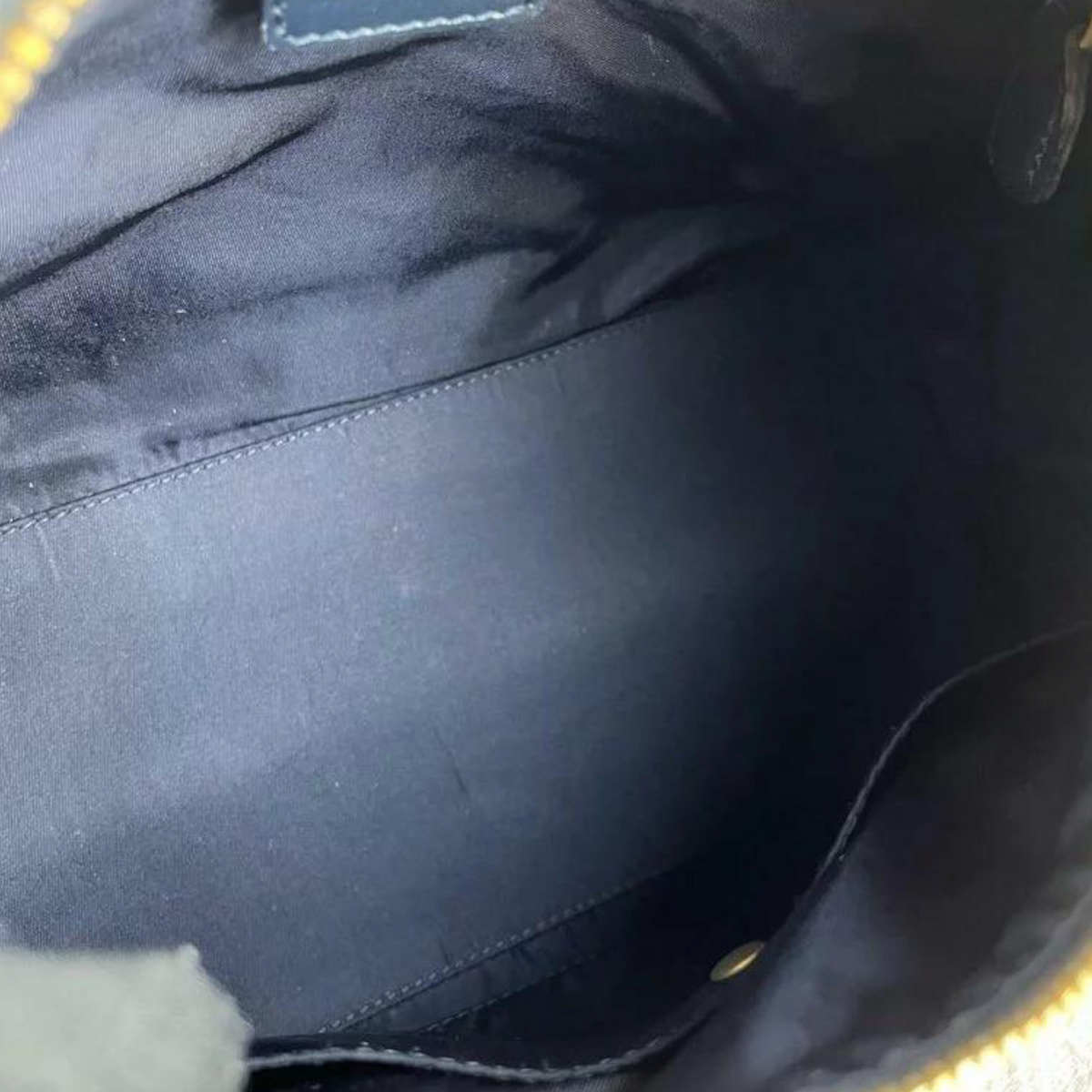 Oblique Boston Bag Canvas Dark Blue GHW