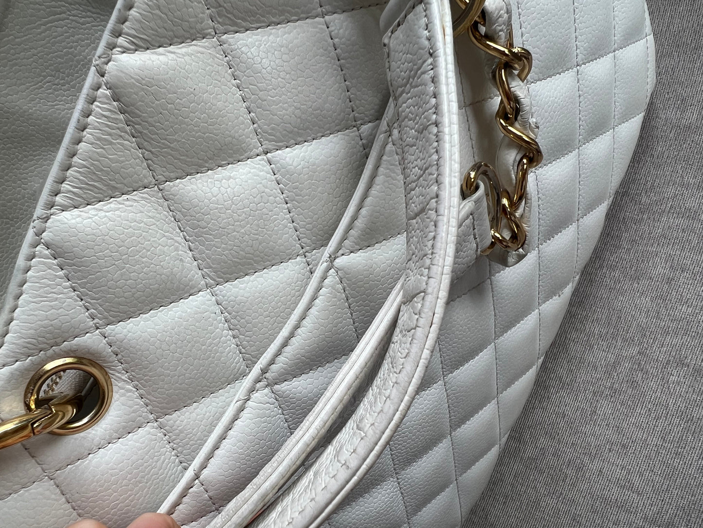Chanel White Caviar Grand Shopper Tote (GST)
