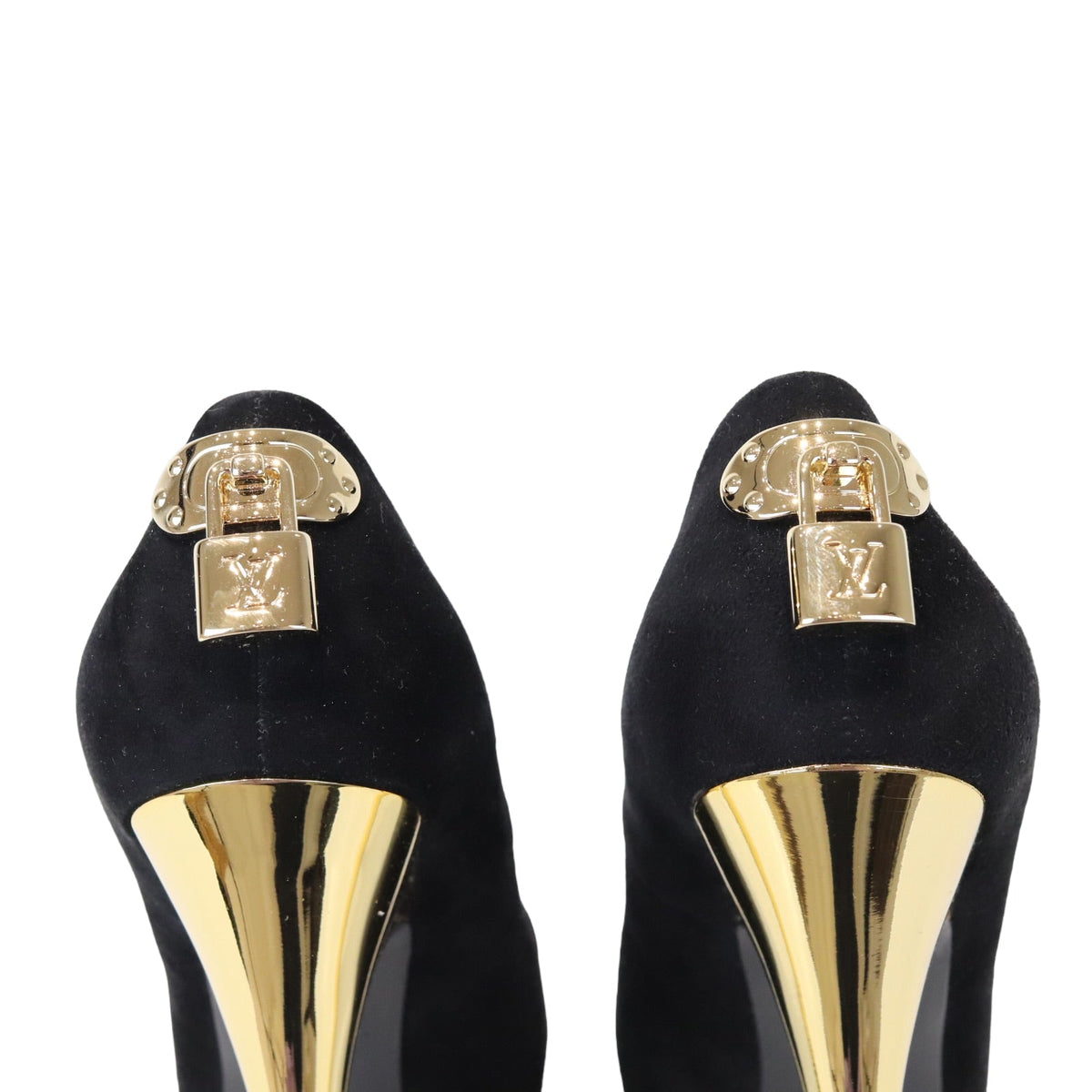 Louis-Vuitton Peep Toe Pump Black Suede GHW 36