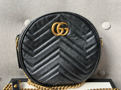 Gucci GG Round Black Marmont Small Shoulder Bag