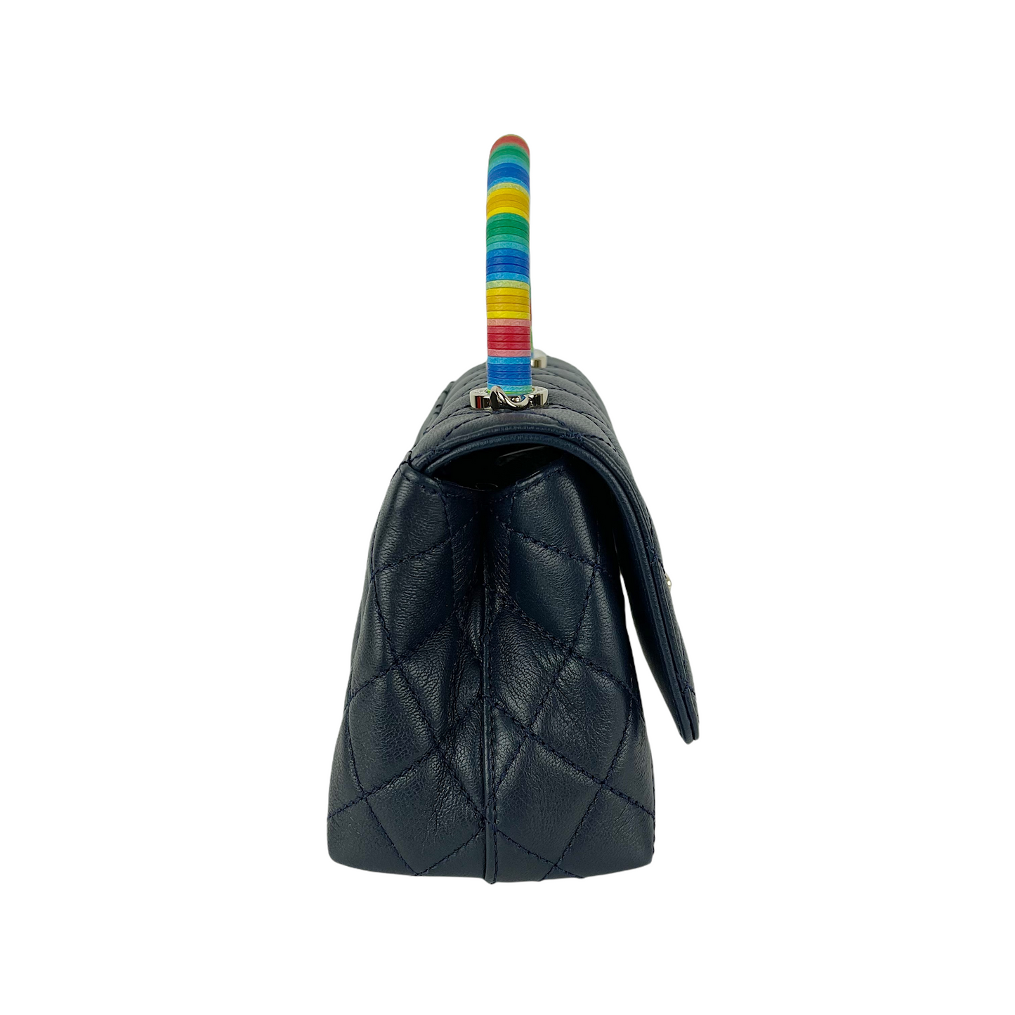 Rainbow Coco Handle Mini Lambskin Navy Blue SHW
