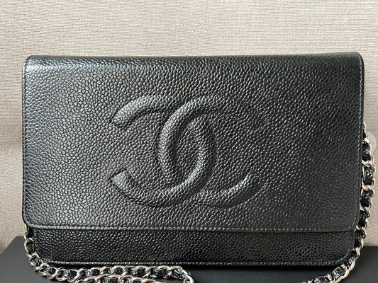 Chanel Black Caviar Timeless Wallet on Chain