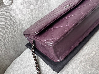 Chanel Aubergine Lambskin Wallet on Chain