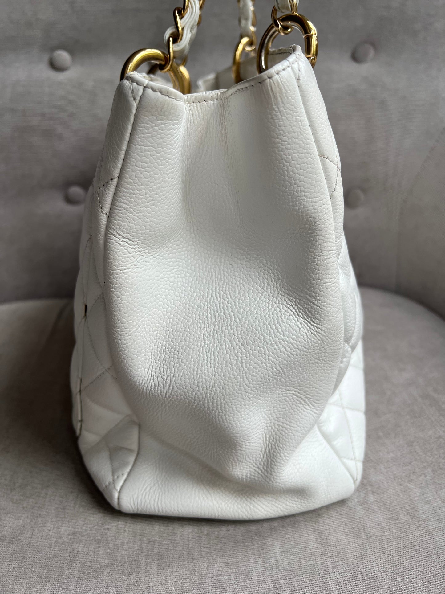 Chanel White Caviar Grand Shopper Tote (GST)