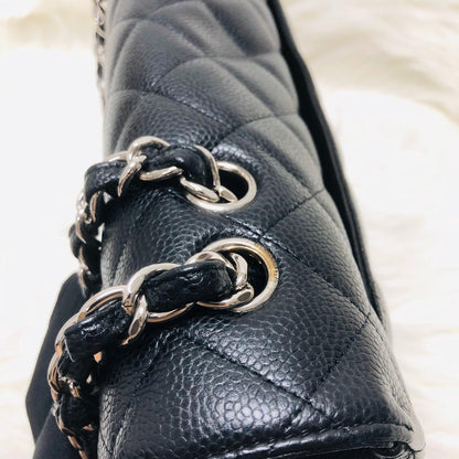 Single Flap Classic Jumbo in Black Caviar with SHW