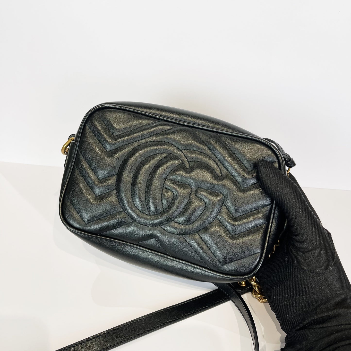 Gucci GG Marmont Mini Camera Black GHW