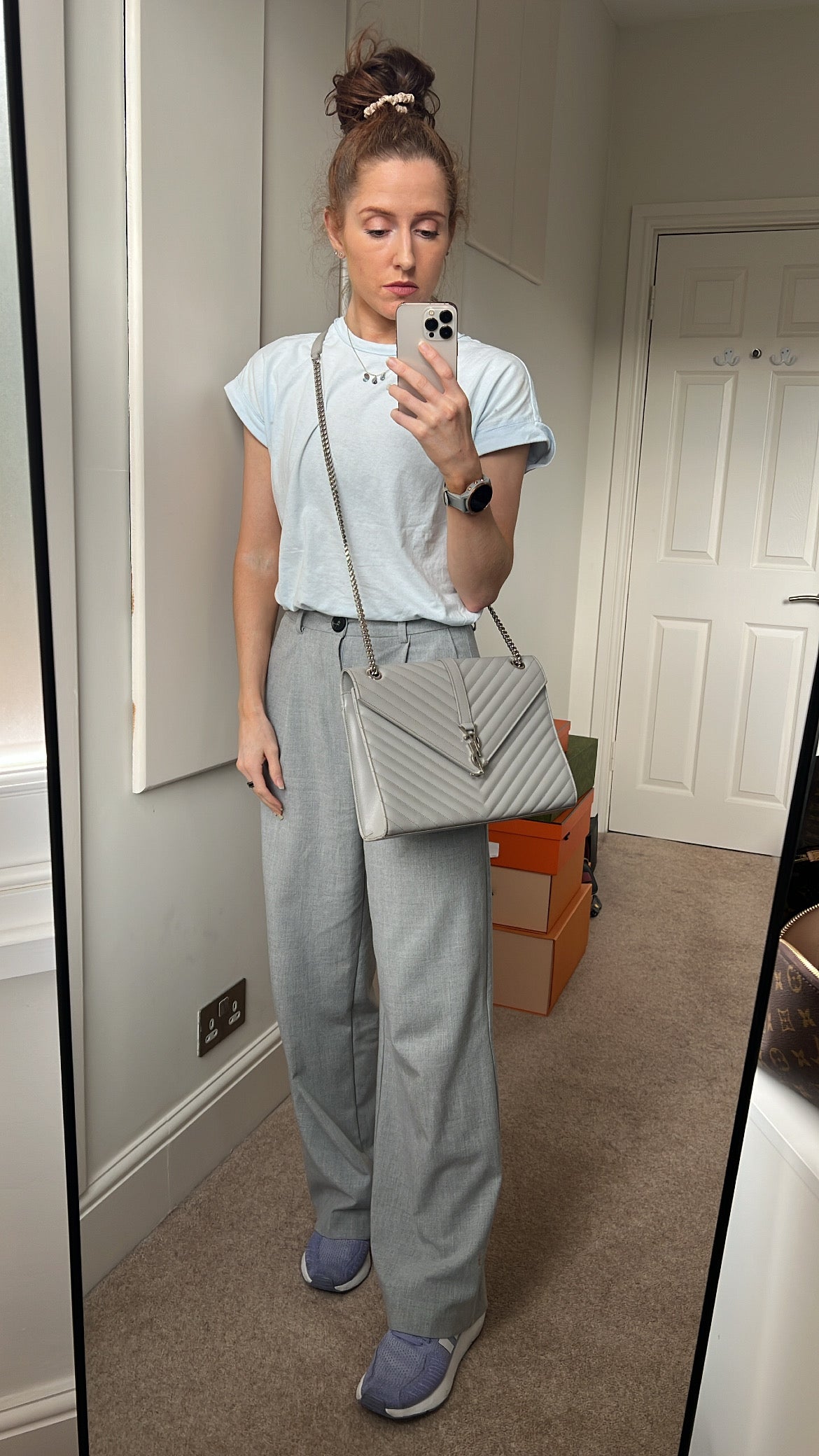 Yves Saint Laurent (YSL) Large Grey Envelope Bag (RRP £2,400)