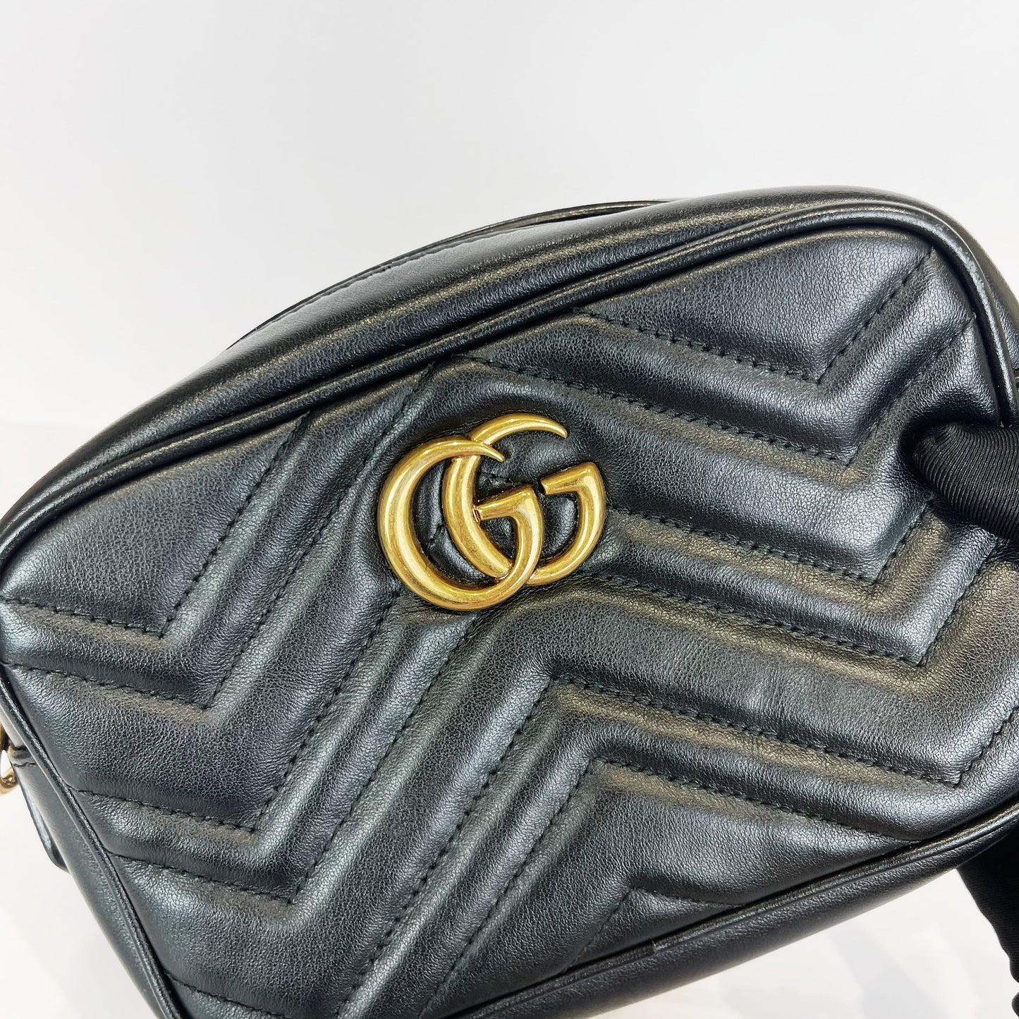 Gucci GG Marmont Mini Camera Black GHW