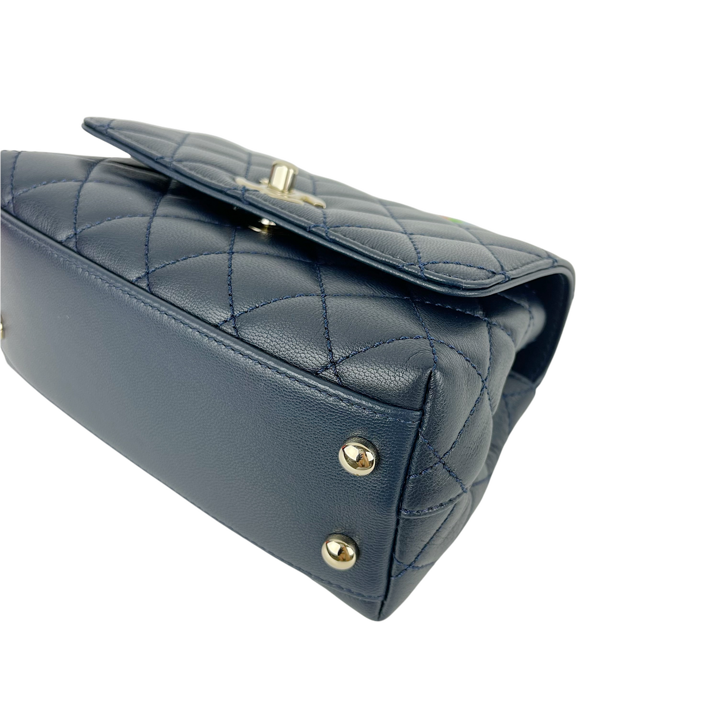 Rainbow Coco Handle Mini Lambskin Navy Blue SHW
