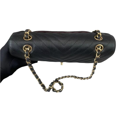 Medium Classic Double Flap Chevron Black GHW