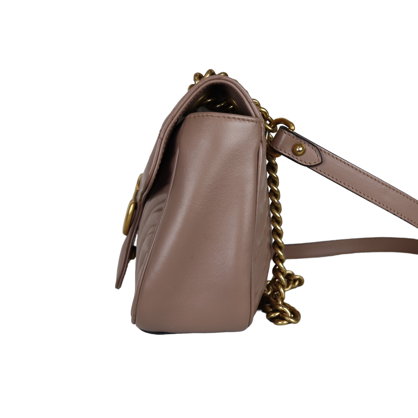 Gucci Small Marmont Matelassé Leather Beige GHW