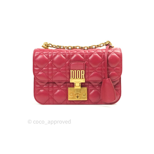 Christian Dior Lambskin Cannage Small Dioraddict Flap Bag Red Gold Hardware