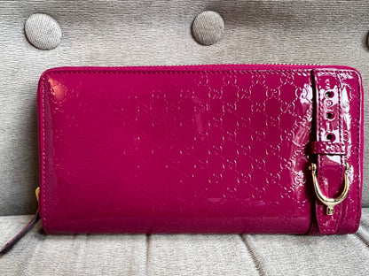 Gucci Pink Patent Guccissima Print Wallet