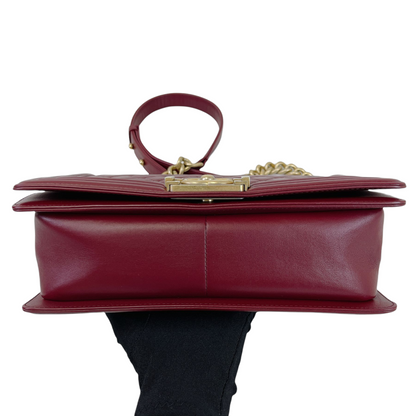 Quilted Old Medium Boy Calfskin Dark Red GHW