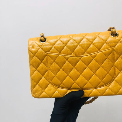 Classic Flap M/L Yellow Lambskin with GHW