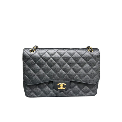 Jumbo Classic Double Flap Caviar Black GHW
