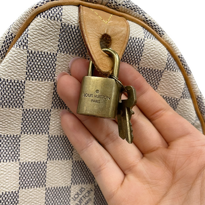 Louis-Vuitton Damier Azur Speedy 35 White GHW