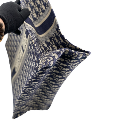 Oblique Book Tote Large Canvas Blue