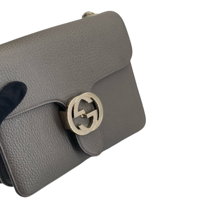 Gucci Small Interlocking GG Calfskin Grey GHW