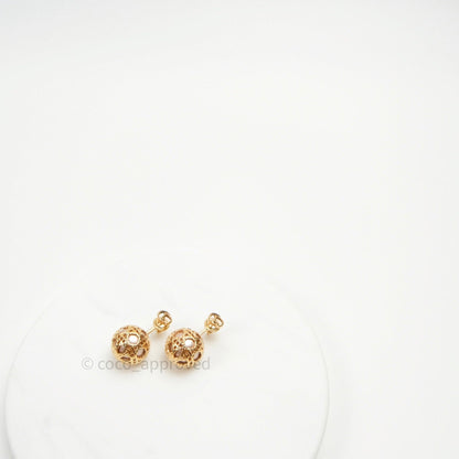 Christian Dior Pearl Cannage Mise En Dior Tribal Earrings Gold