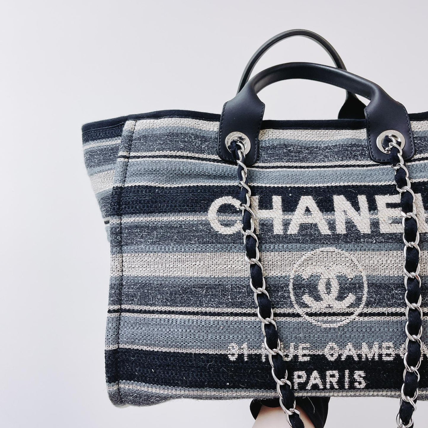 Striped Canvas Deauville Large Shopping Tote