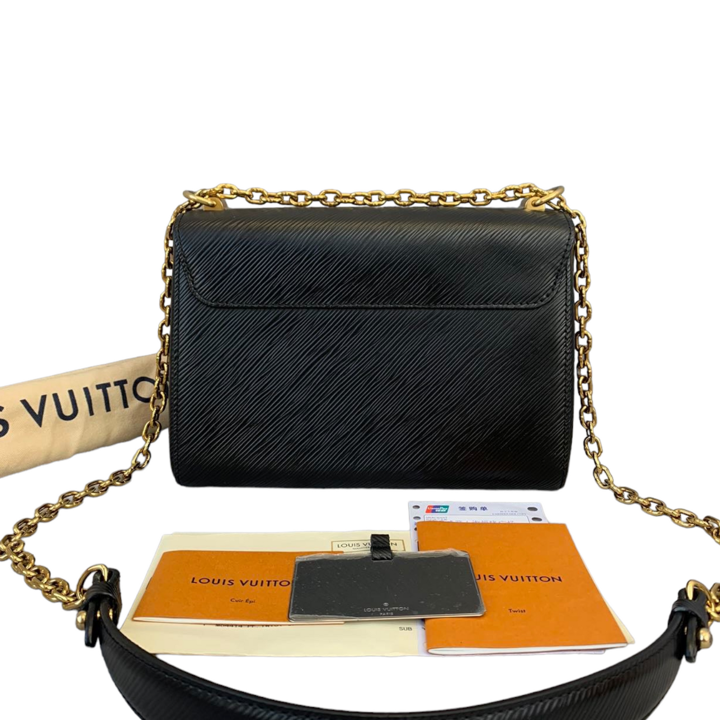 Louis-Vuitton Twist Lock Epi Leather MM Black GHW
