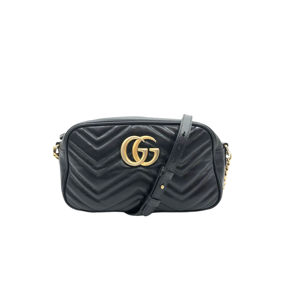 Gucci Small Marmont Leather Camera Black GHW