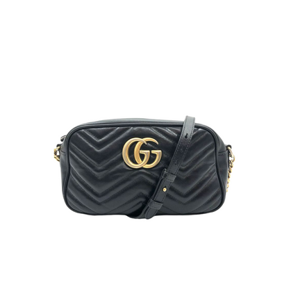 Gucci Small Marmont Leather Camera Black GHW