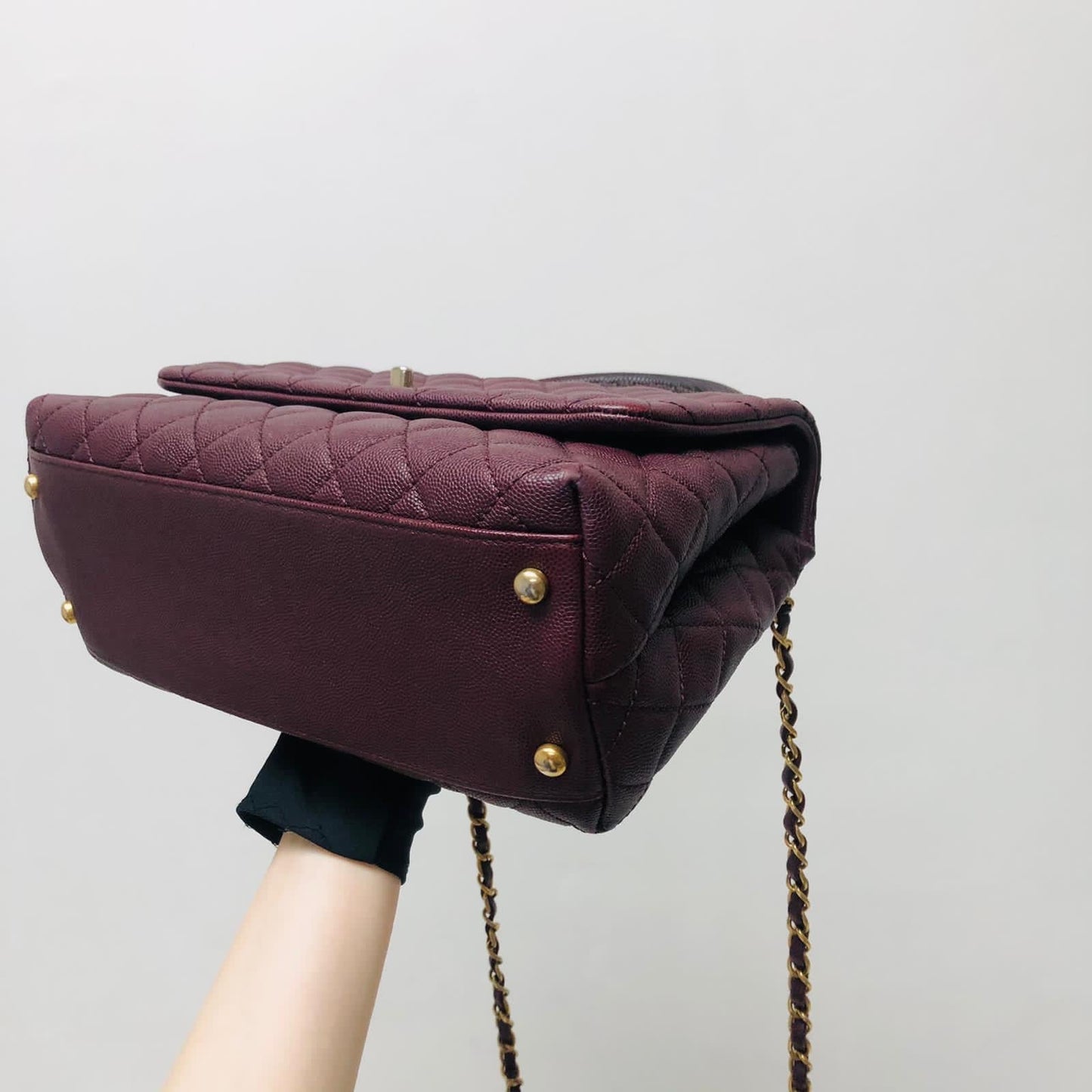 Burgundy Caviar Quilted Medium Coco Handle Flap