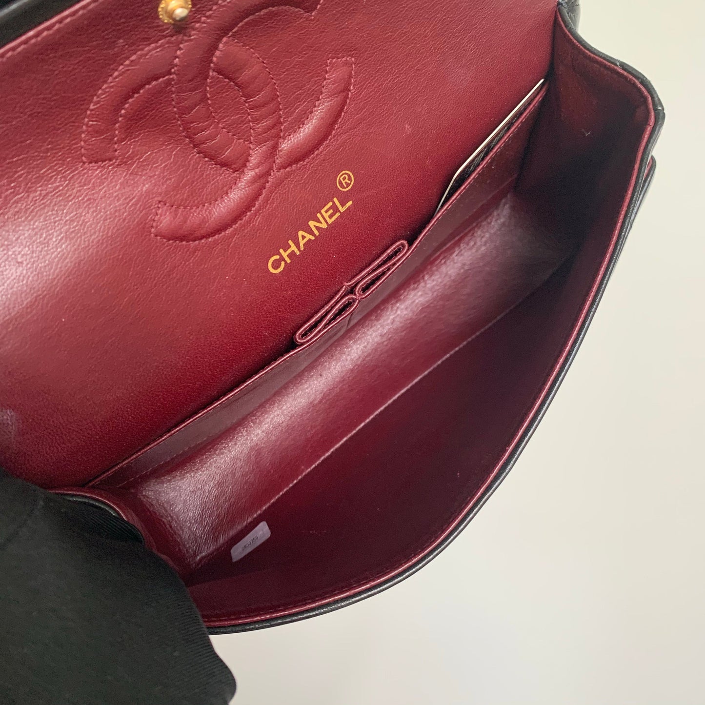 Vintage Lambskin Double Flap M/L with GHW In black