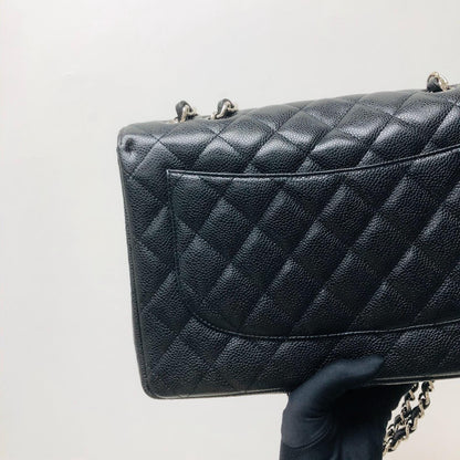 Single Flap Classic Jumbo in Black Caviar with SHW