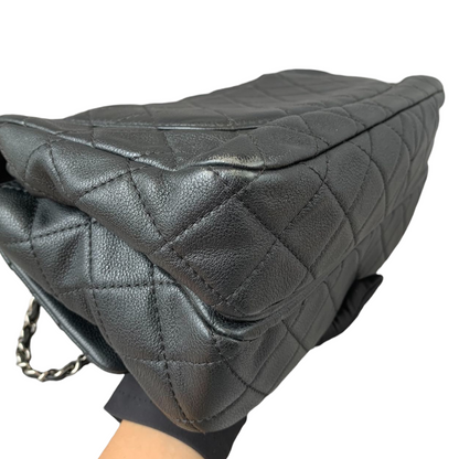 Quilted Double Gusset Washed Caviar black SHW