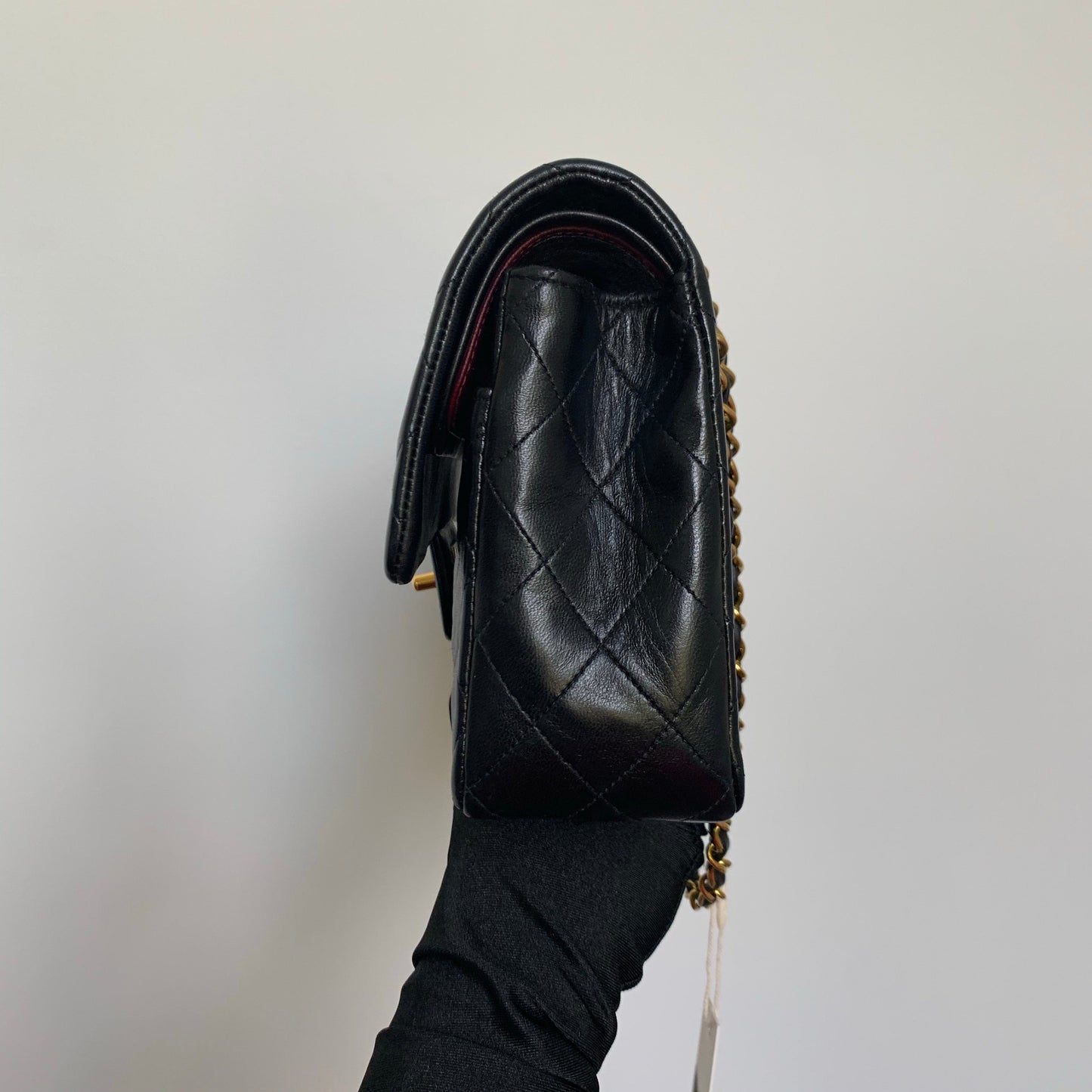Vintage Lambskin Double Flap M/L with GHW In black