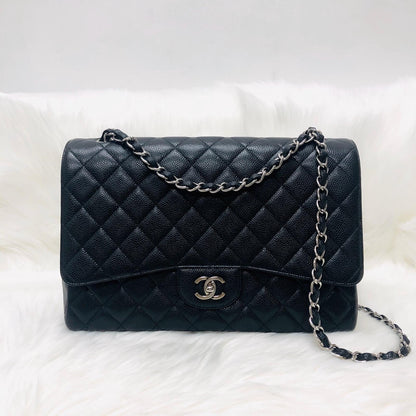 Classic Single Flap Maxi in Black Caviar Leather with SHW