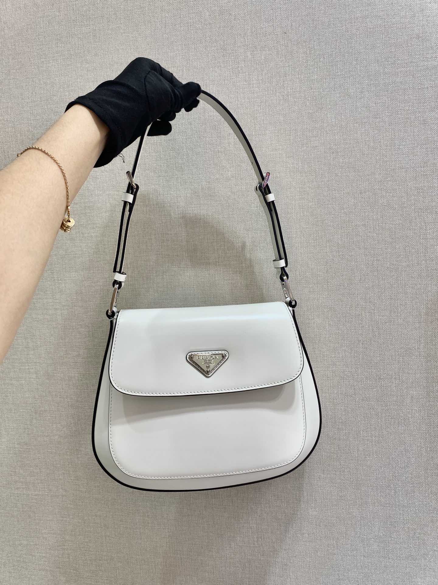 Prada Cleo brushed Leather Shoulder Bag With Flap