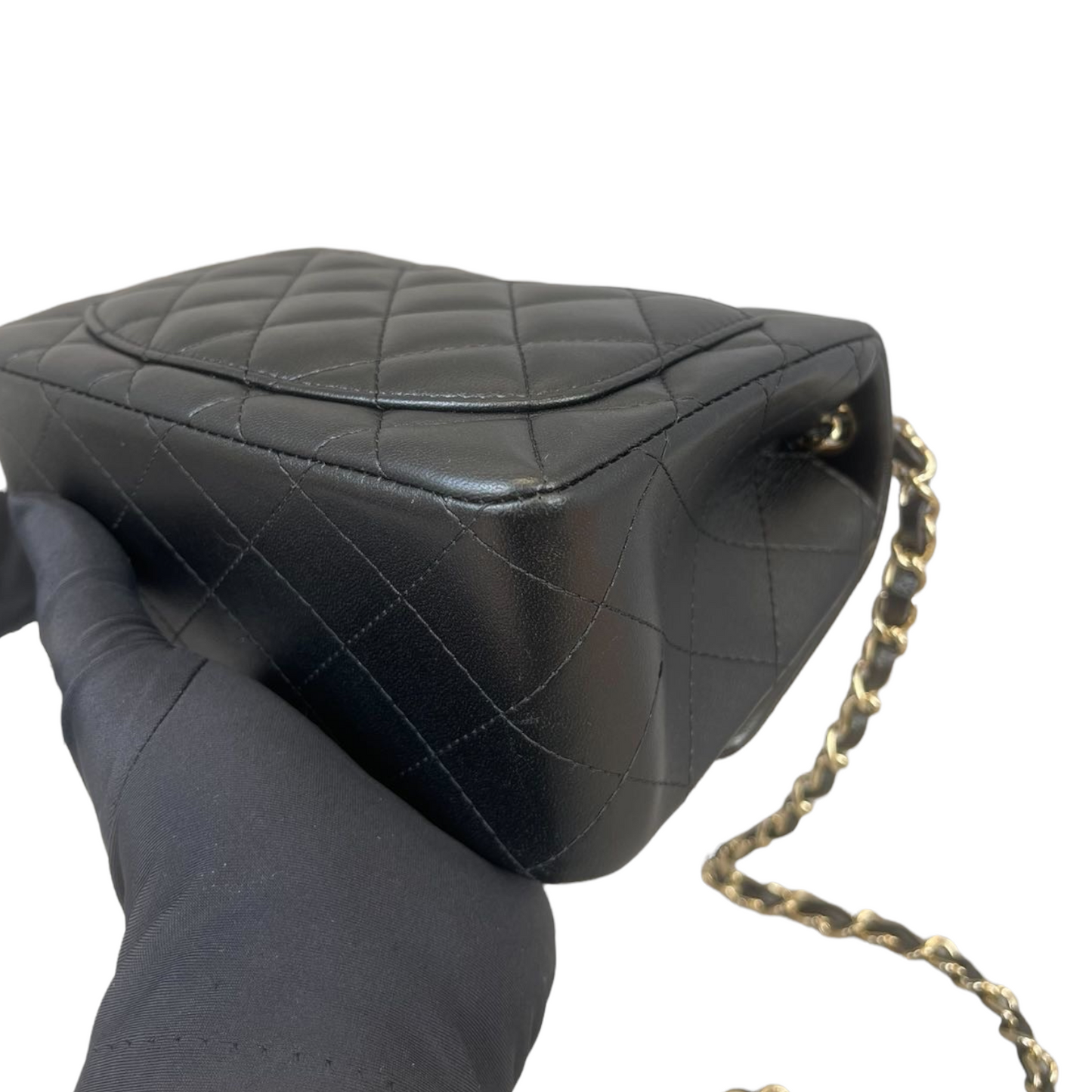 Classic Flap Square Mini Lambskin Black GHW