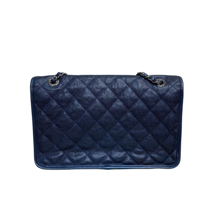 French Riviera Flap Caviar Navy Blue SHW
