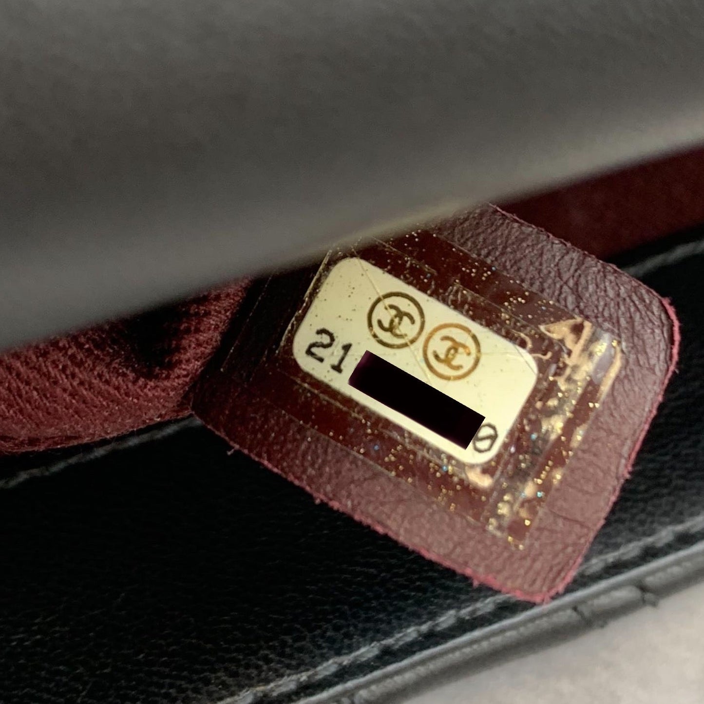 Medium Chevron Leather Flap Black SHW