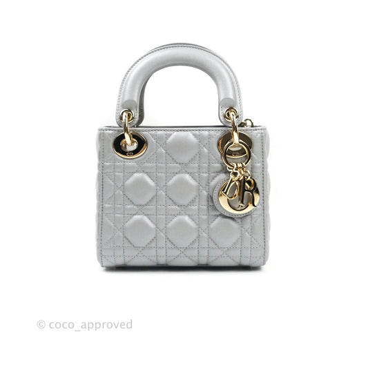 Christian Dior Calfskin Cannage Mini Lady Dior Grey