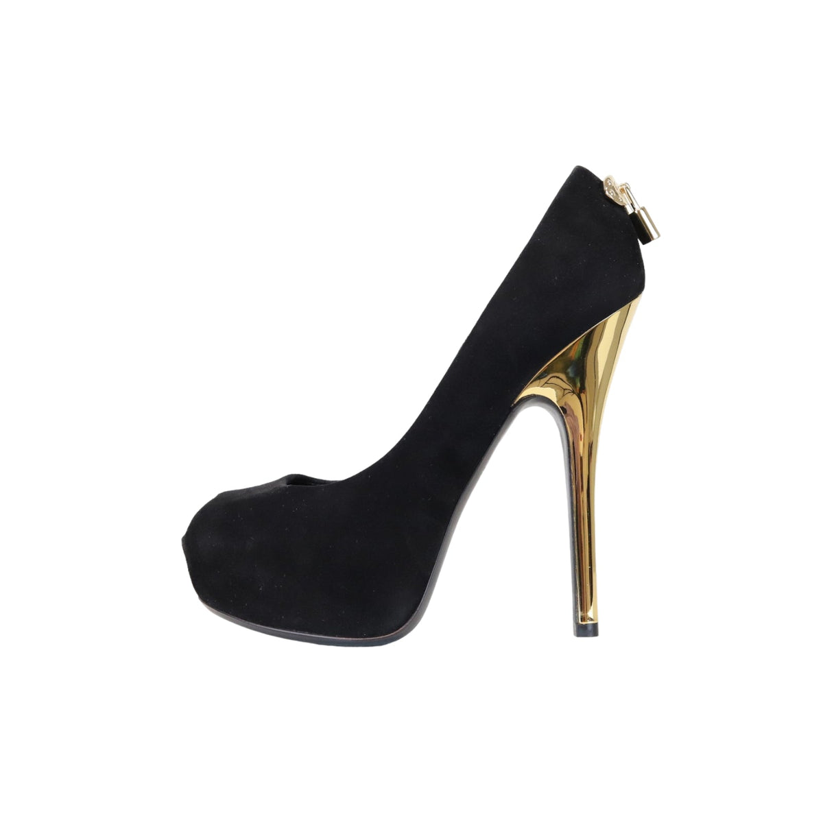 Louis-Vuitton Peep Toe Pump Black Suede GHW 36