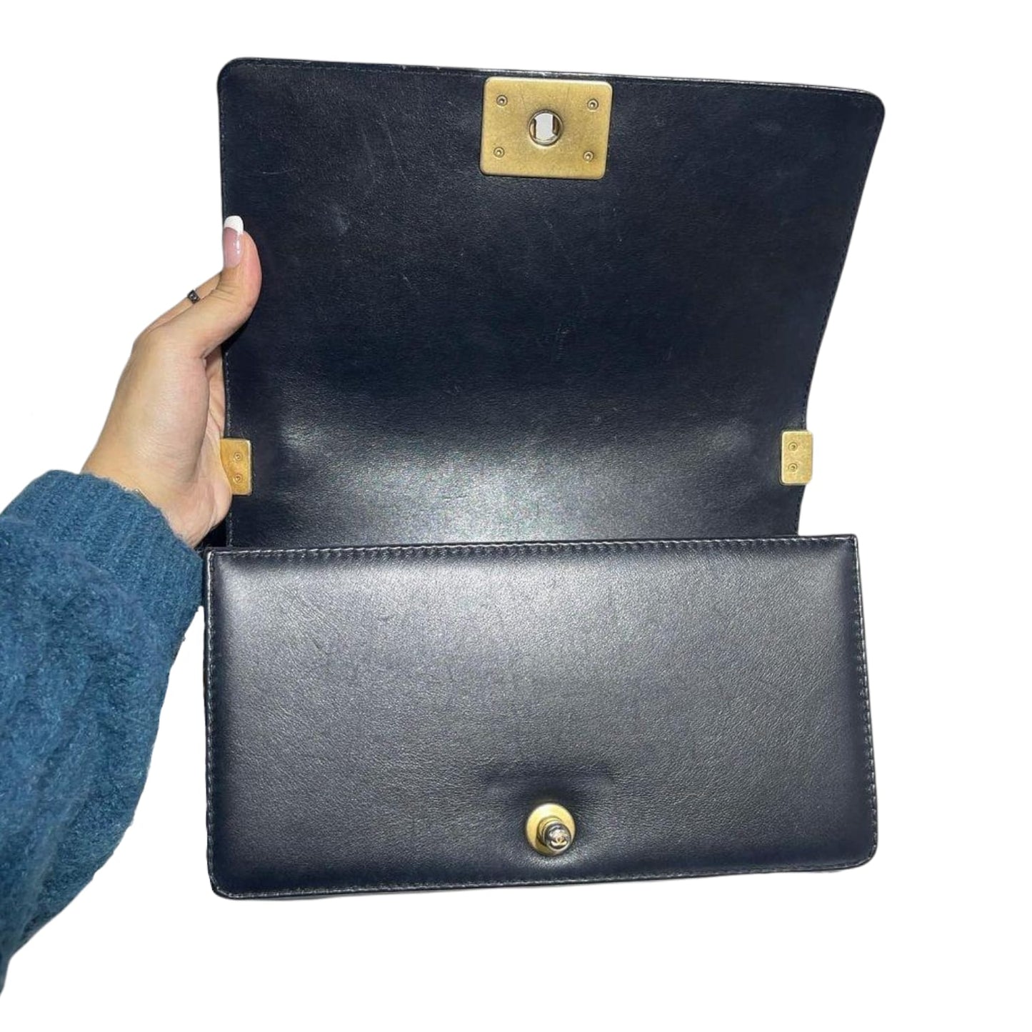 Boy Old Medium Handle Calfskin Black GHW