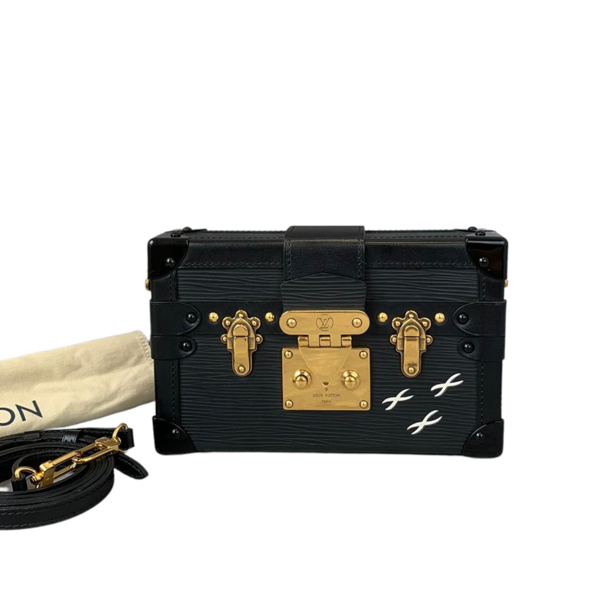 Louis-Vuitton Petite Malle Trunk Chest Black GHW