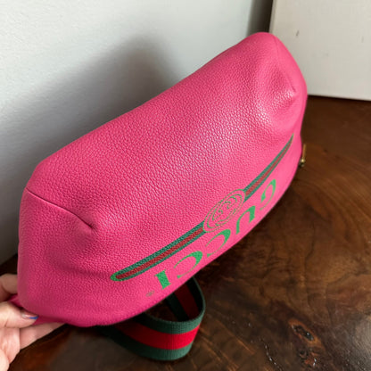 Gucci Sherry Line Pink Leather Sling Bag/Fanny Pack/Bumbag