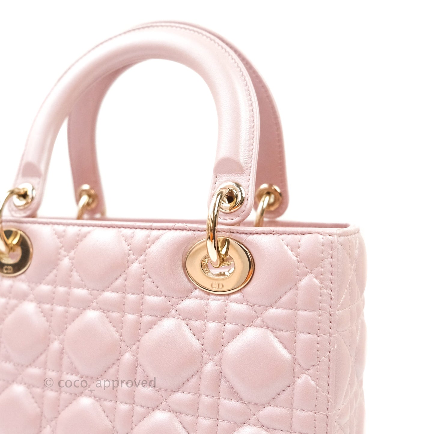 Christian Dior Medium Lady Dior Pink Lambskin Gold Hardware