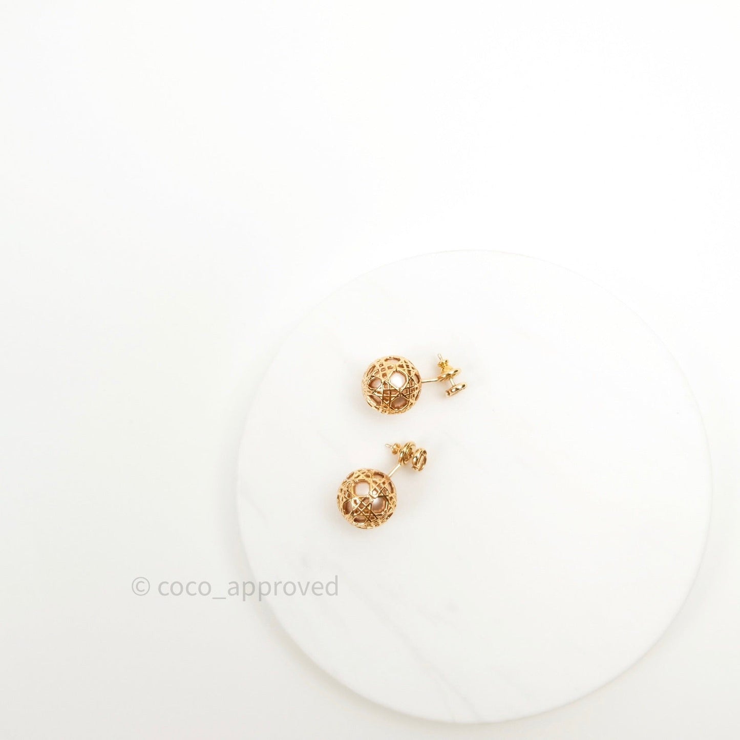 Christian Dior Pearl Cannage Mise En Dior Tribal Earrings Gold