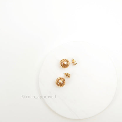 Christian Dior Pearl Cannage Mise En Dior Tribal Earrings Gold