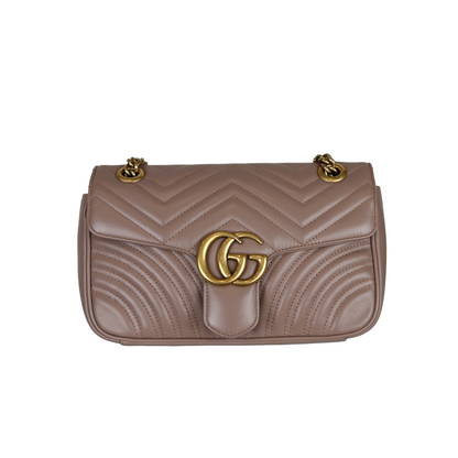 Gucci Small Marmont Matelassé Leather Beige GHW