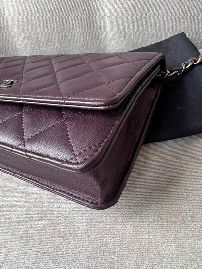 Chanel Aubergine Lambskin Wallet on Chain