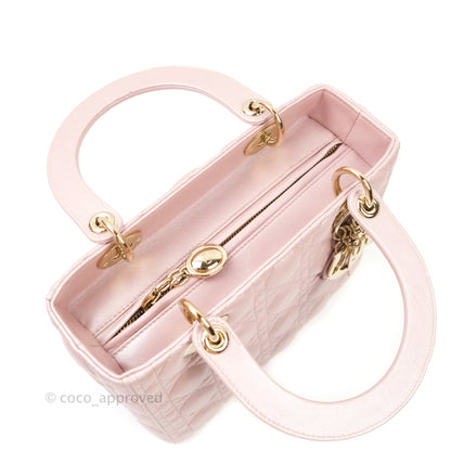 Christian Dior Medium Lady Dior Pink Lambskin Gold Hardware